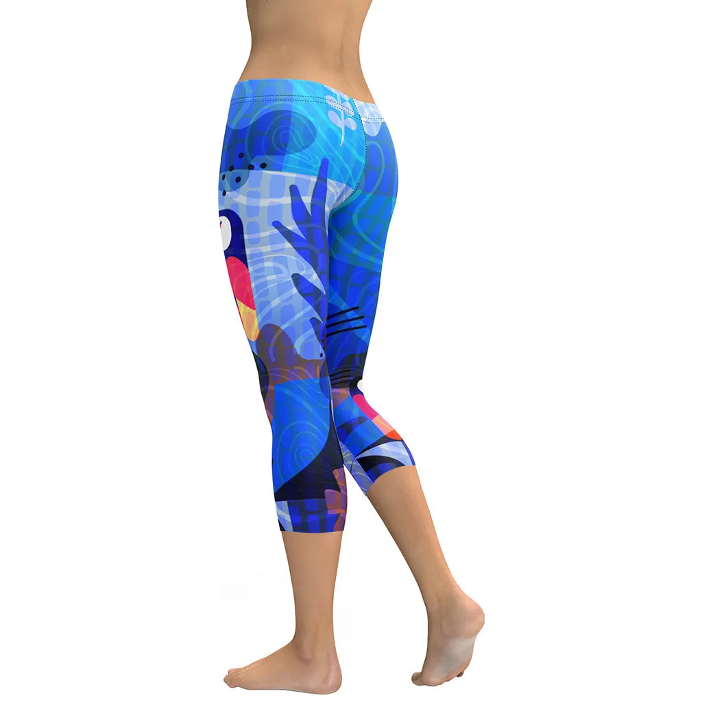 Blue Abstract Capris