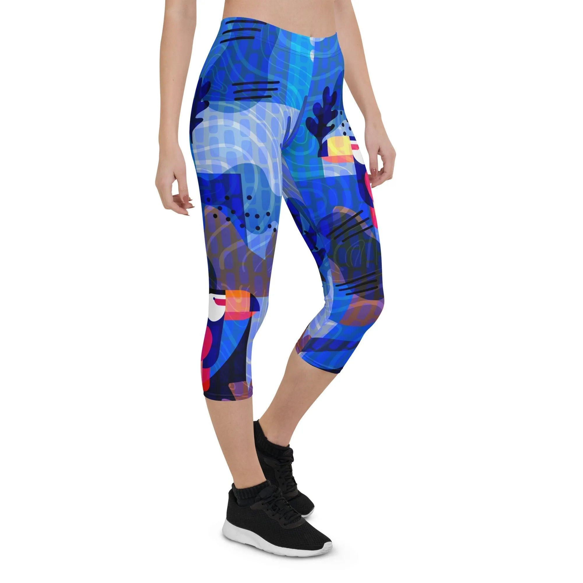 Blue Abstract Capris