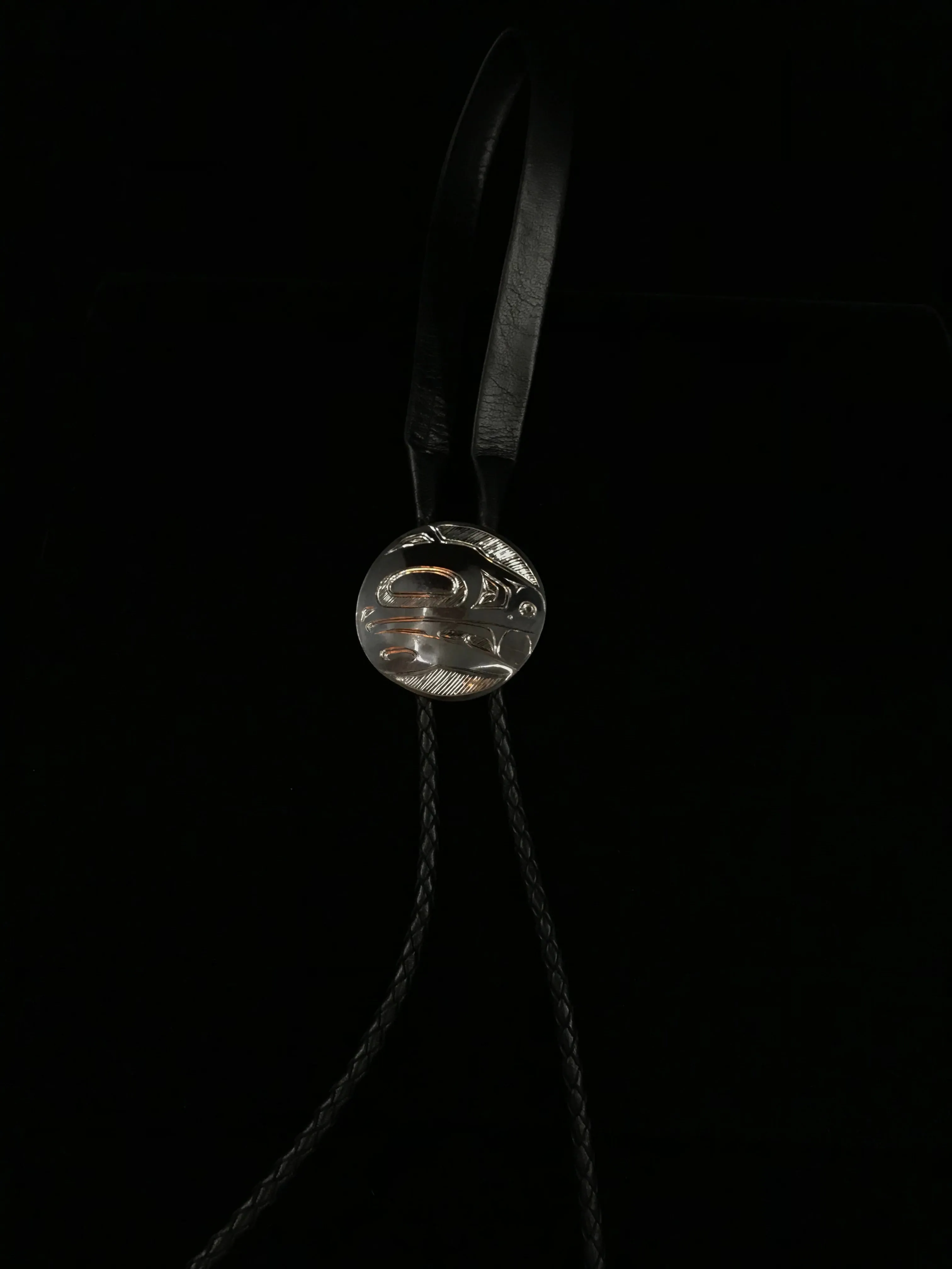 Bolo Tie- S. Sheakley; Silver, Various Design, Leather