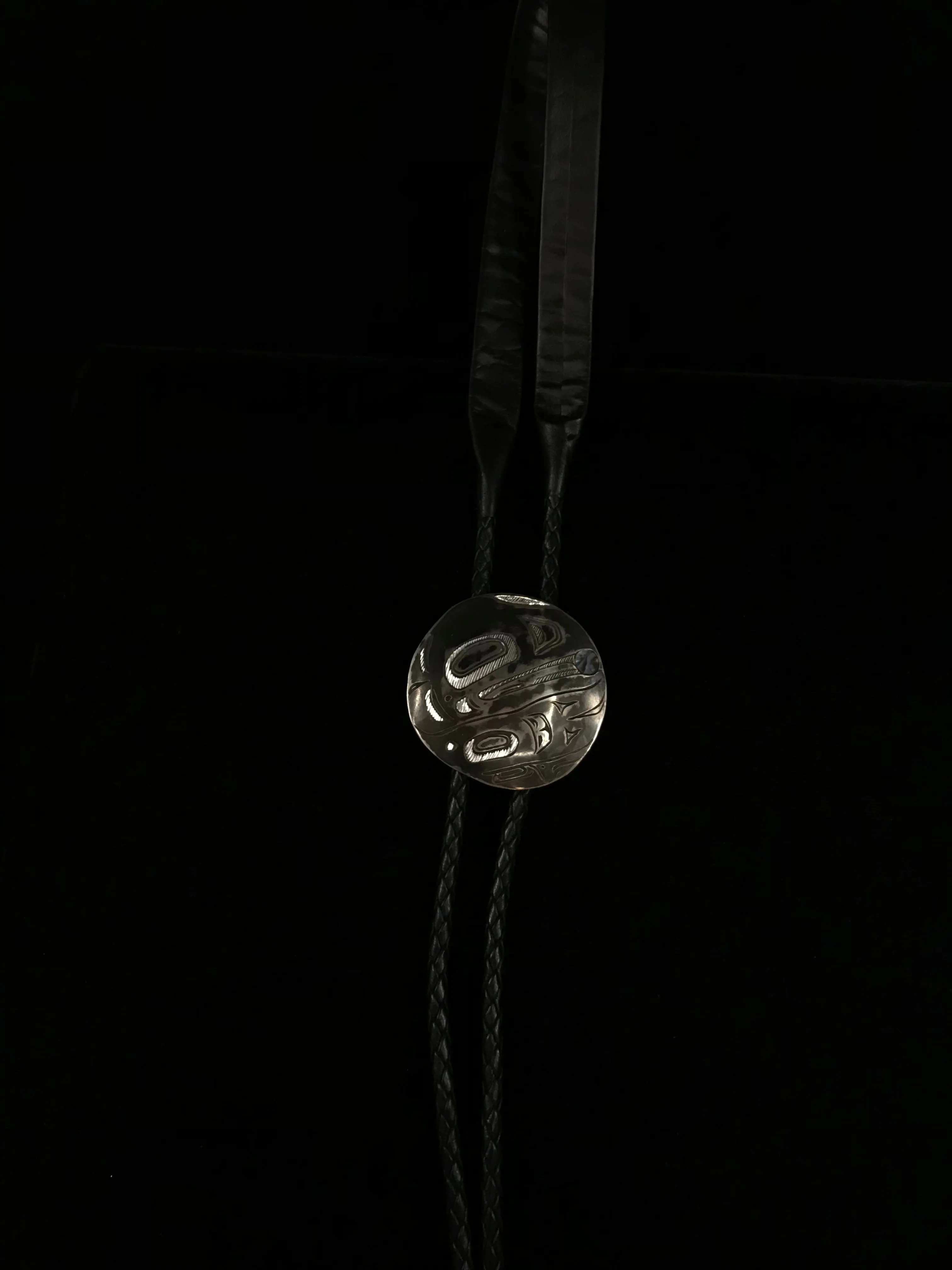Bolo Tie- S. Sheakley; Silver, Various Design, Leather