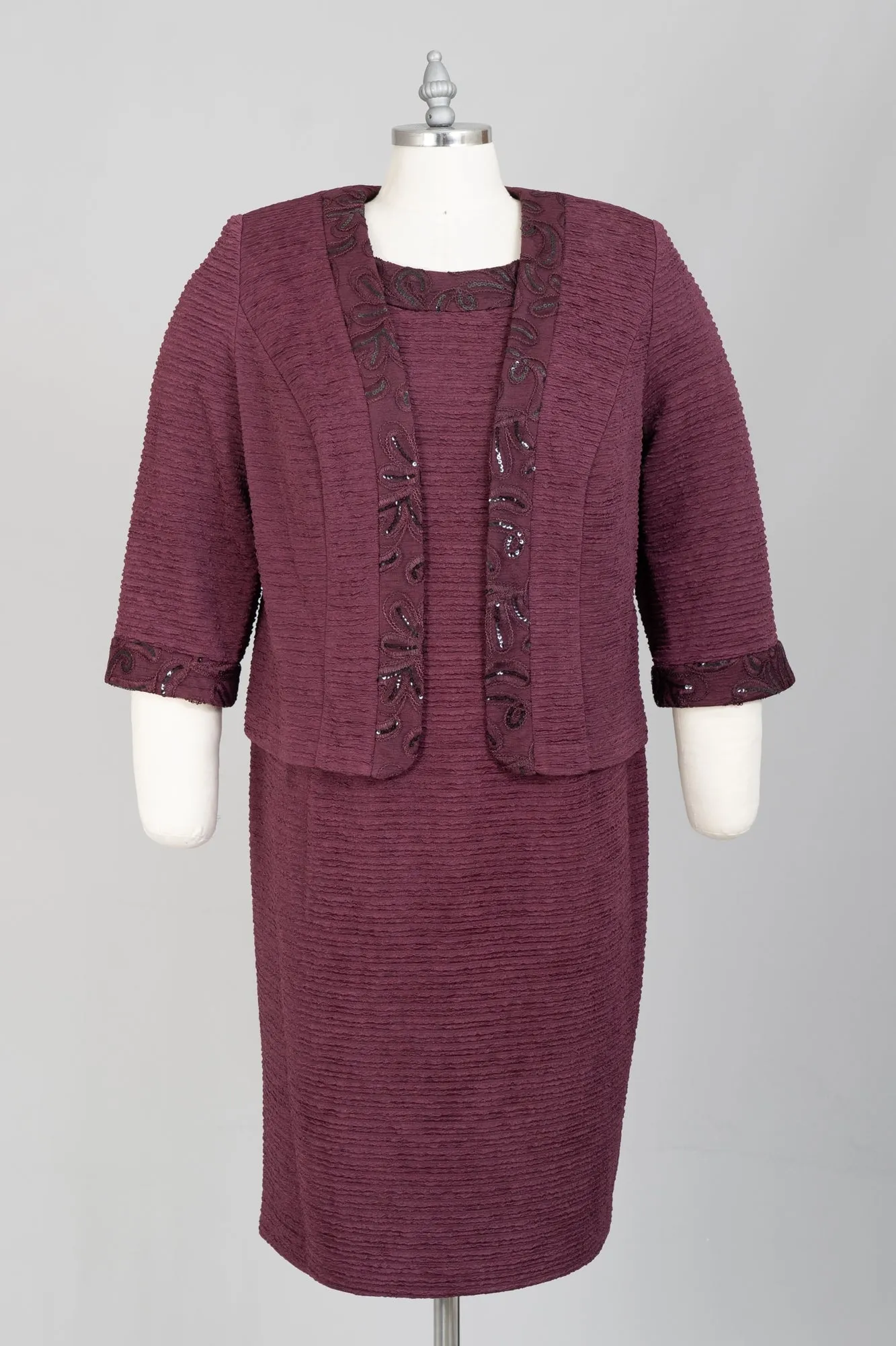 Brianna Milay 29812 Embellished Trim PlusSize 2pc Jacket Dress