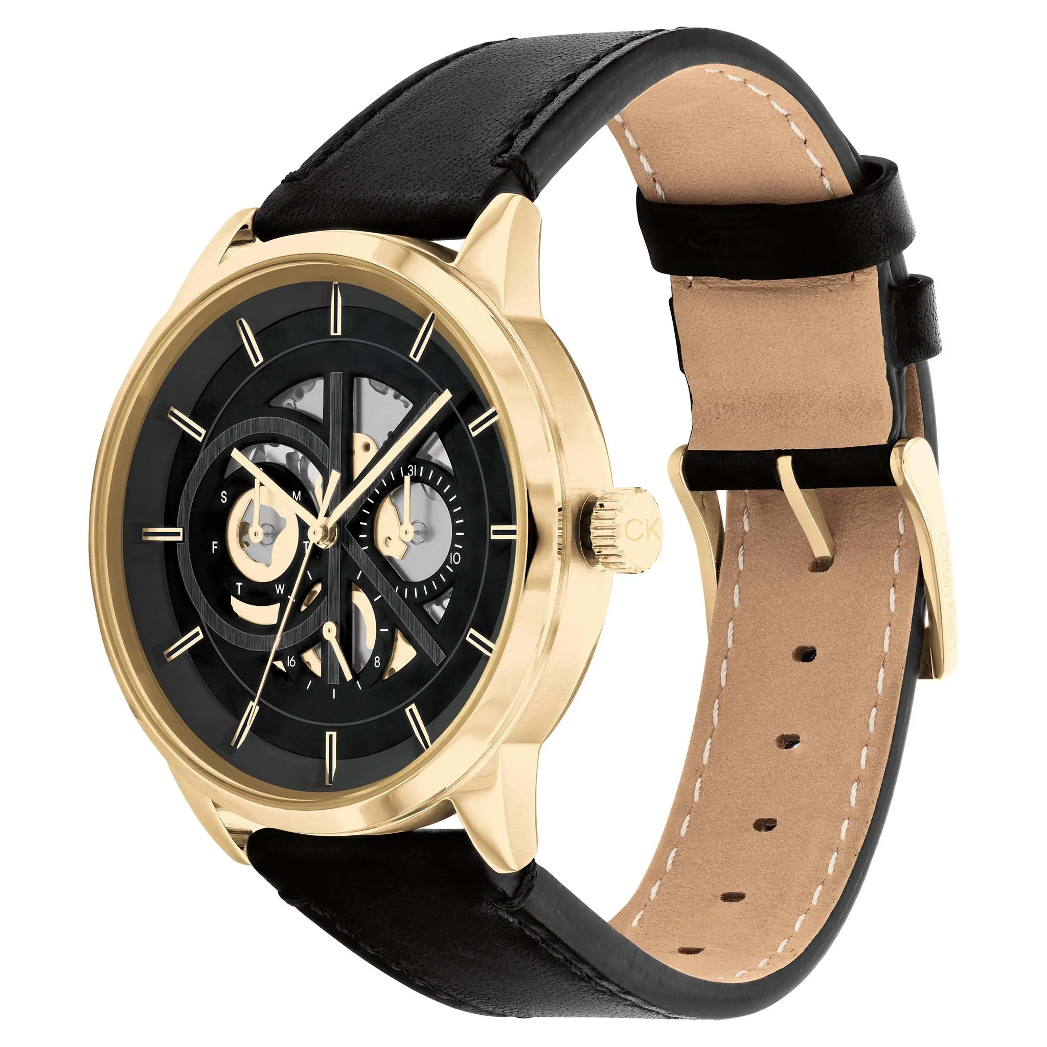 Calvin Klein Black Leather Multi-function Men's Watch - 25200217
