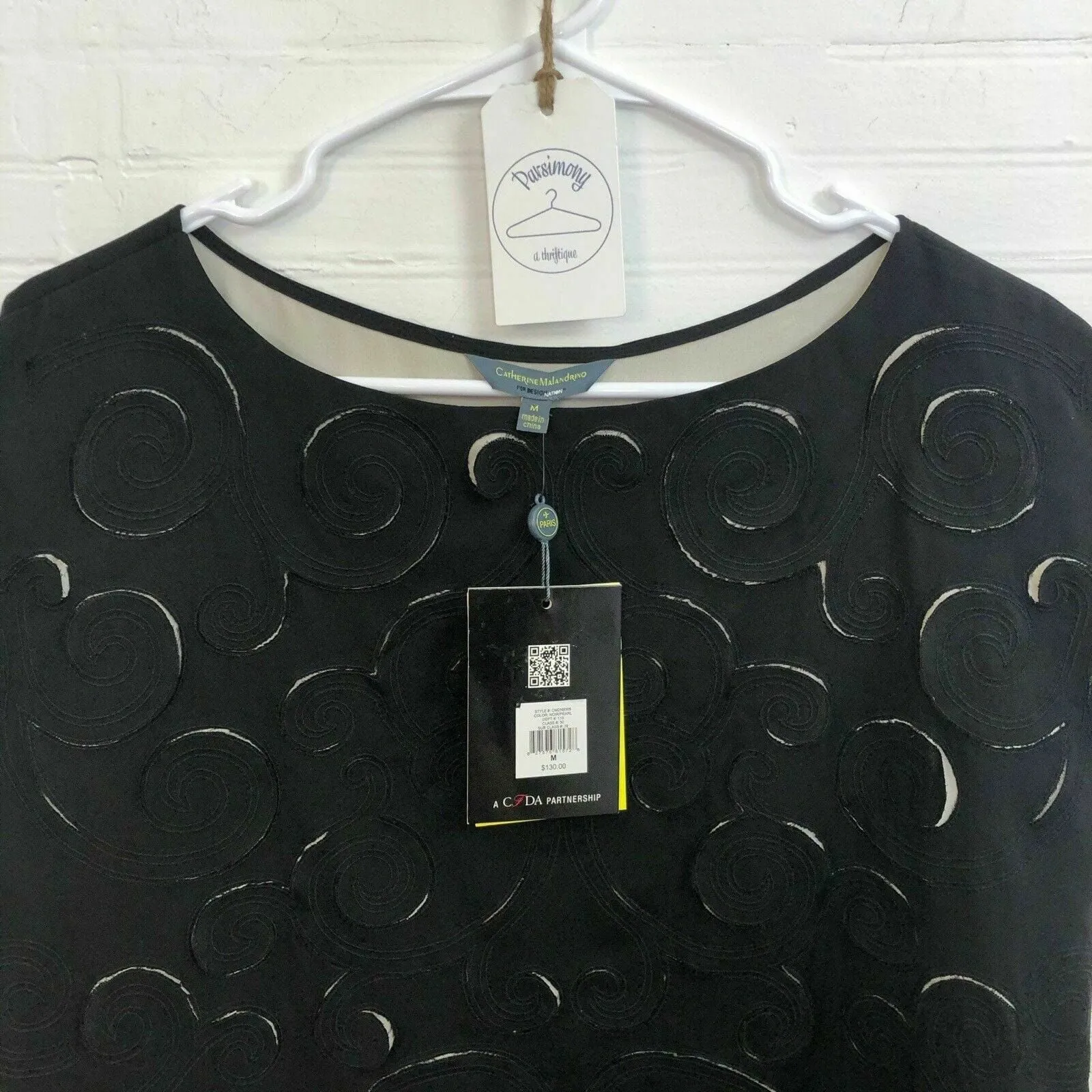Catherine Malandrino Womens Dress Size M Pearl Black Sprial Cutouts Sleeveless