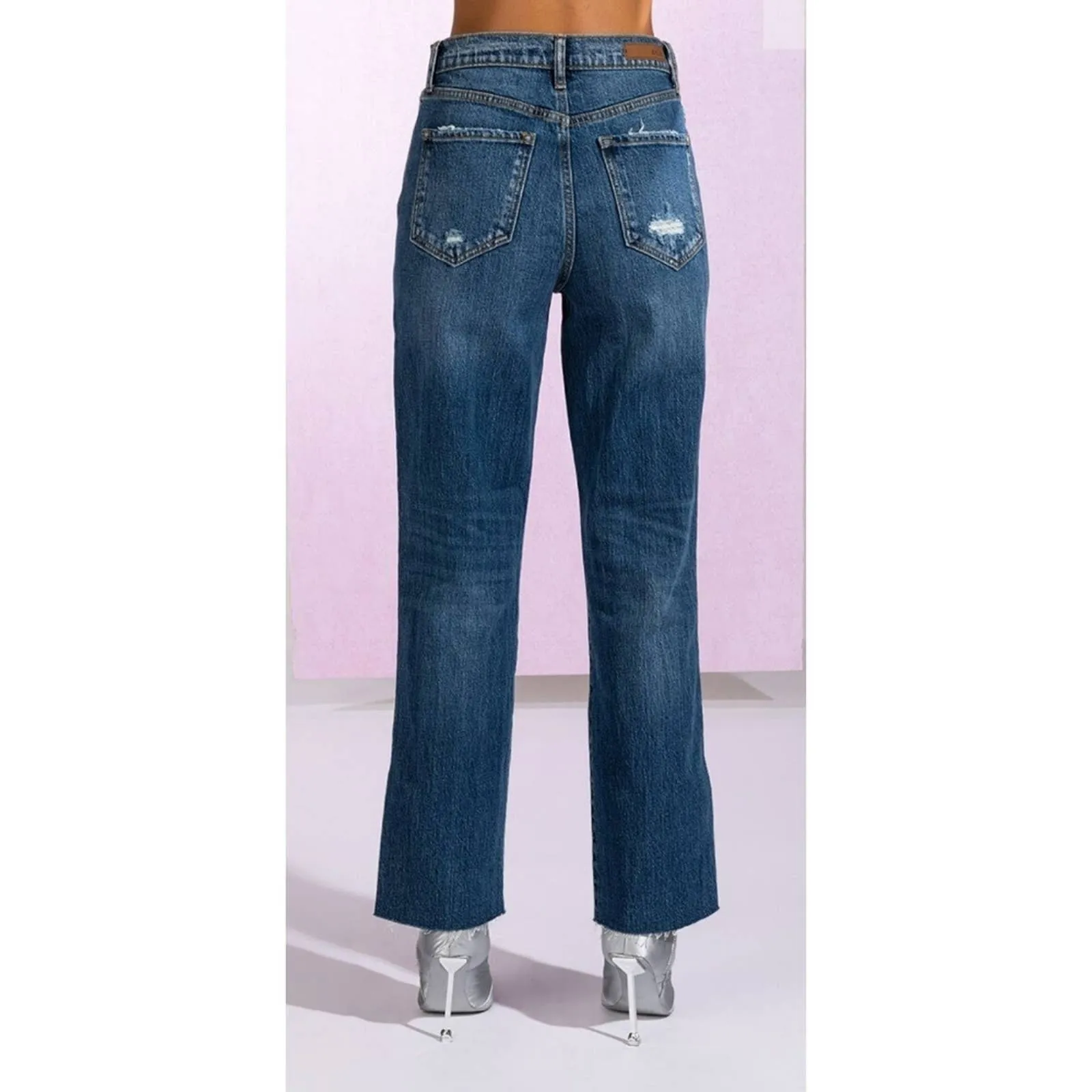 Cello HIGH RISE STRAIGHT LEG PATCHWORK JEANS
