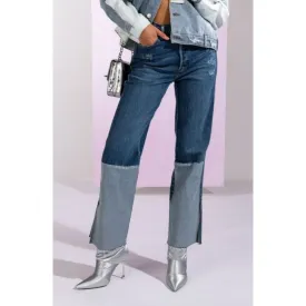 Cello HIGH RISE STRAIGHT LEG PATCHWORK JEANS