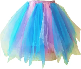 Colorful Skirts for Women Tutu Mini Flowy Summer Skirt Womens Mesh Going Out Dance Skirts Big and Tall Daily Wear