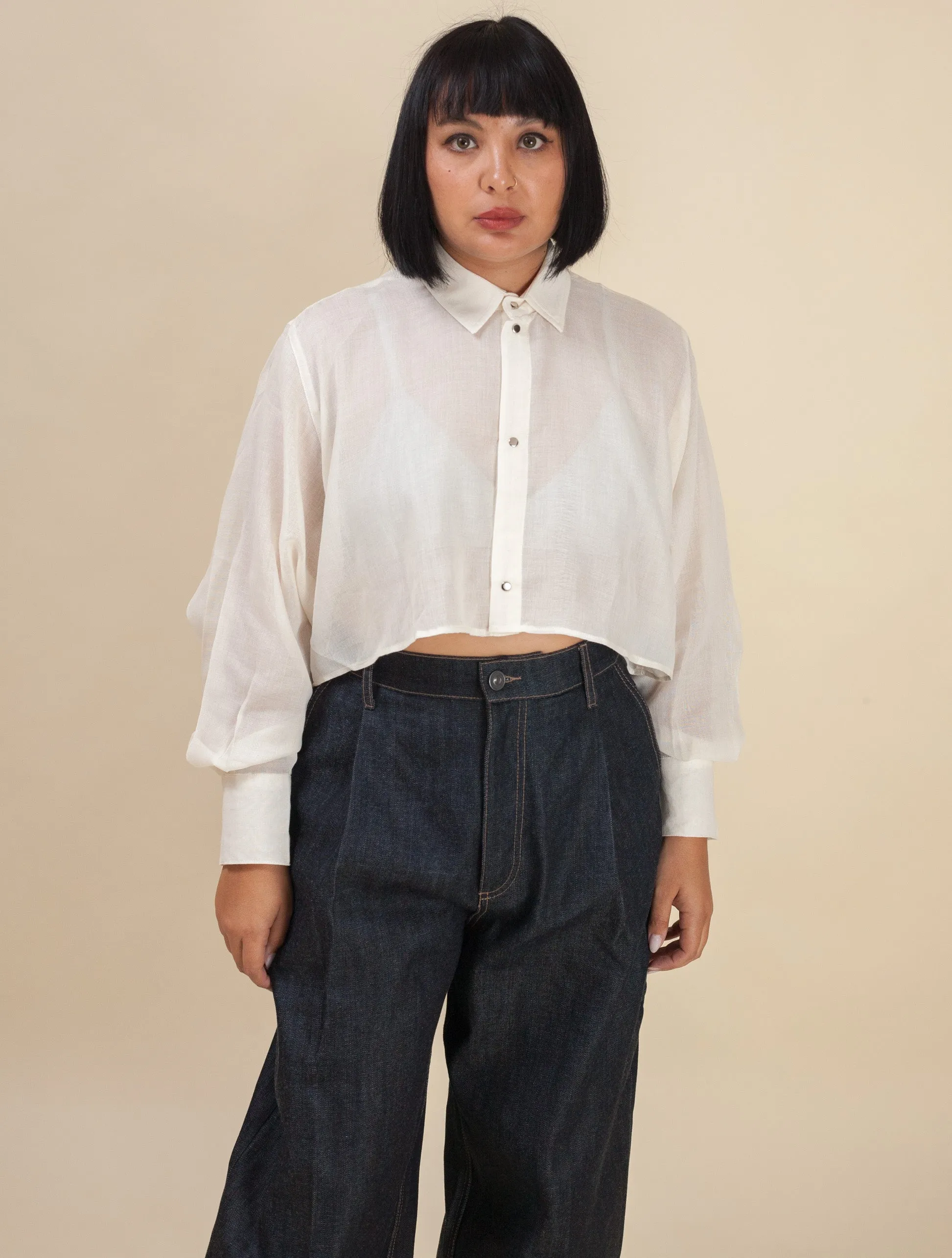 Cropped Shirt Linen (Oatmeal)