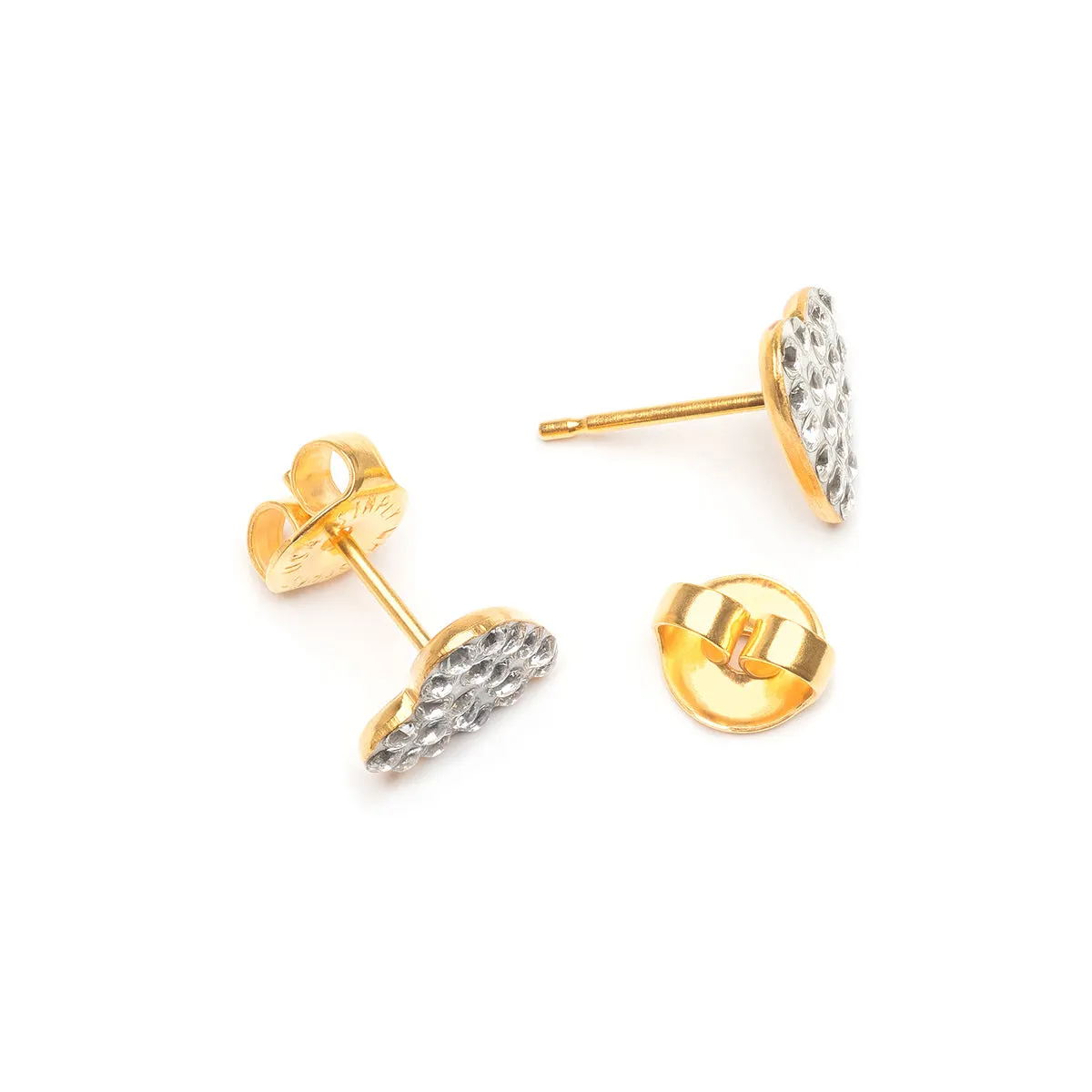 Crystal Pave Heart Earrings Gold Plated