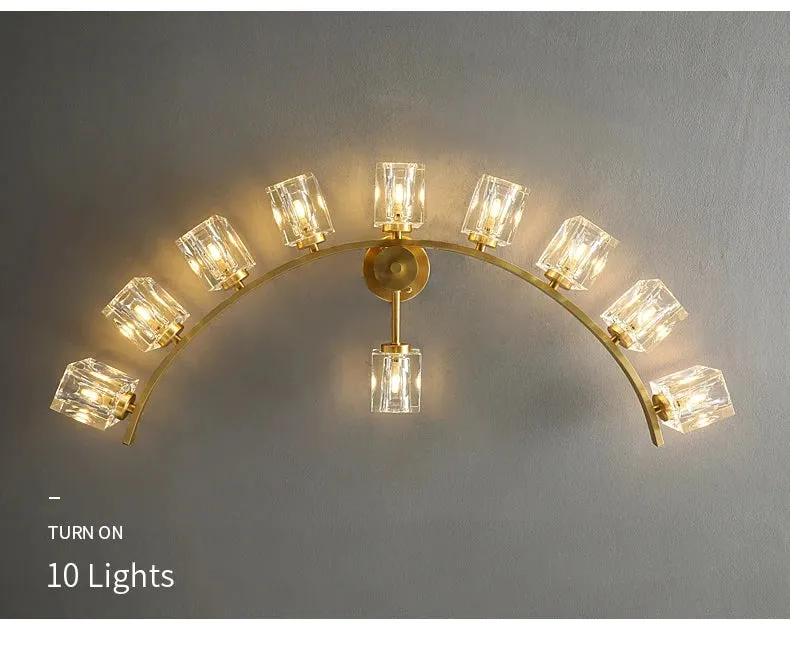 Cube Design Luxury K9 Crystal Modern Golden Copper Ceiling Lamp