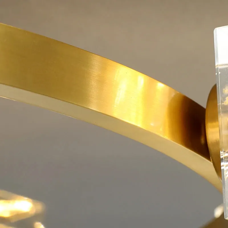 Cube Design Luxury K9 Crystal Modern Golden Copper Ceiling Lamp