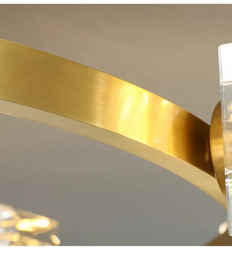 Cube Design Luxury K9 Crystal Modern Golden Copper Ceiling Lamp