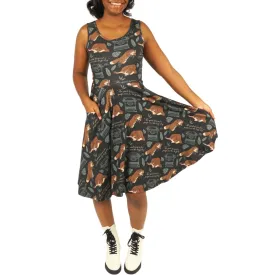 Sleeveless Elegant Cursive Twirl Dress