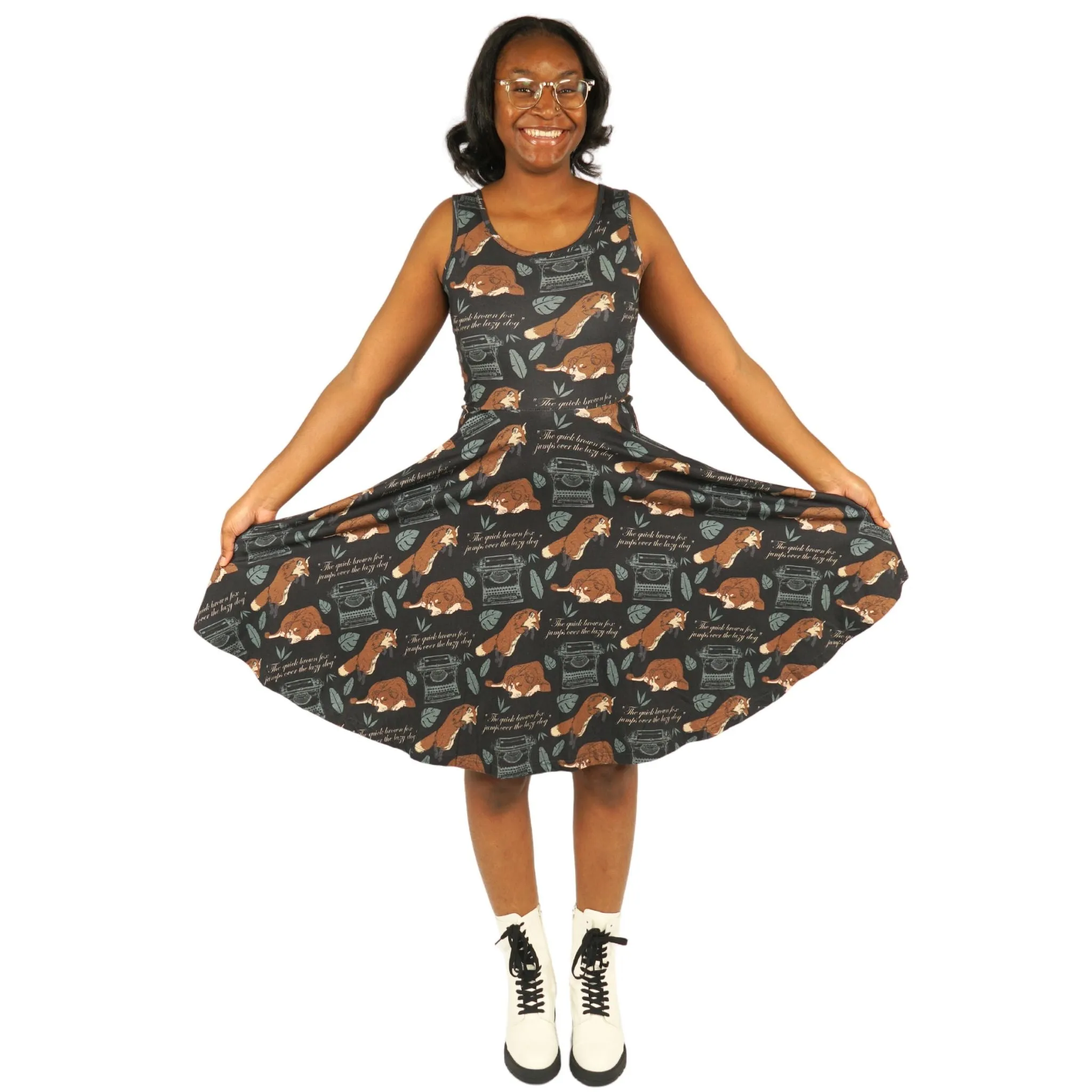 Sleeveless Elegant Cursive Twirl Dress
