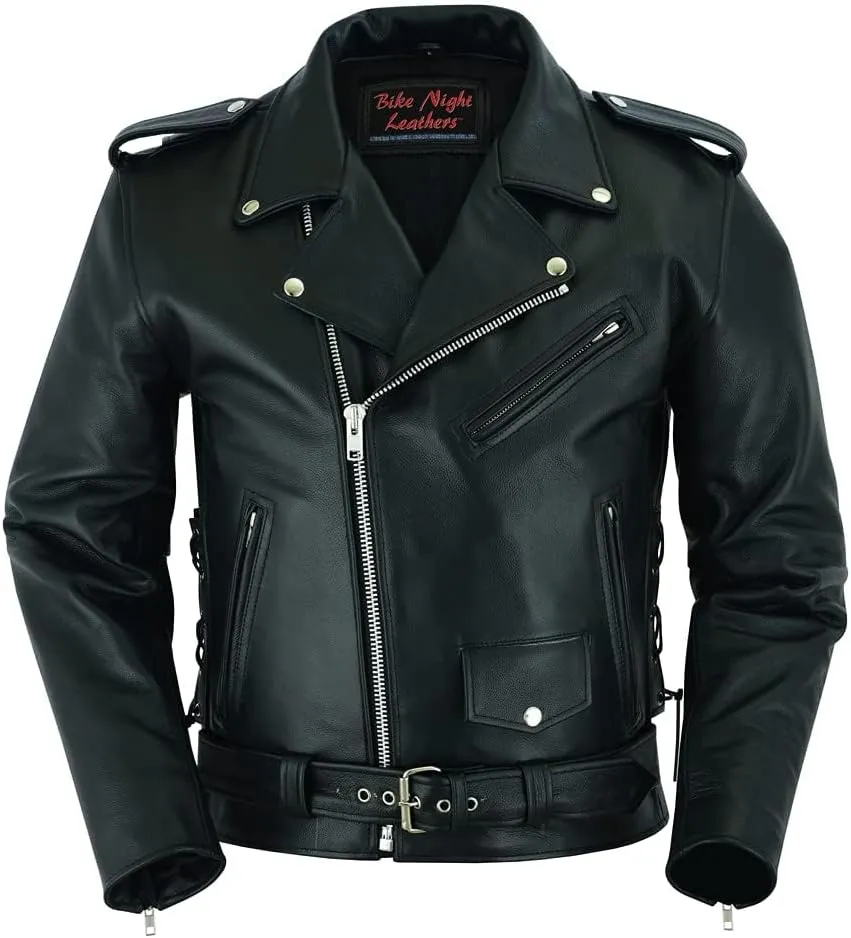 Daniel Smart Men Motorcycle Leather Jacket Black Economy Biker Leather Jacket with Concealment Armory Pocket