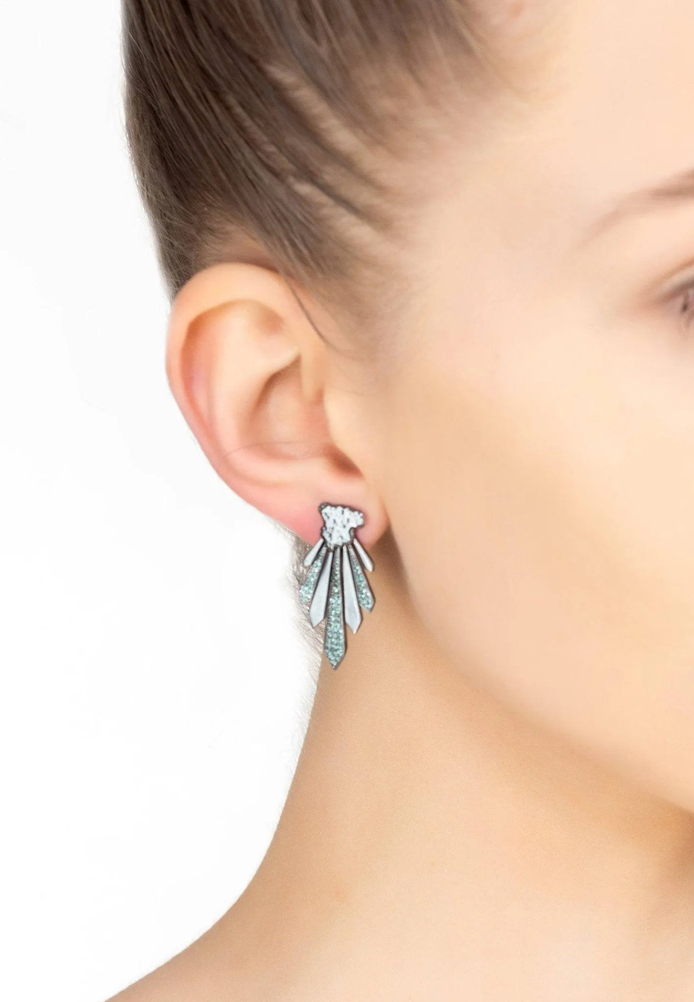 Deco Fan Ear Jacket Aqua Silver