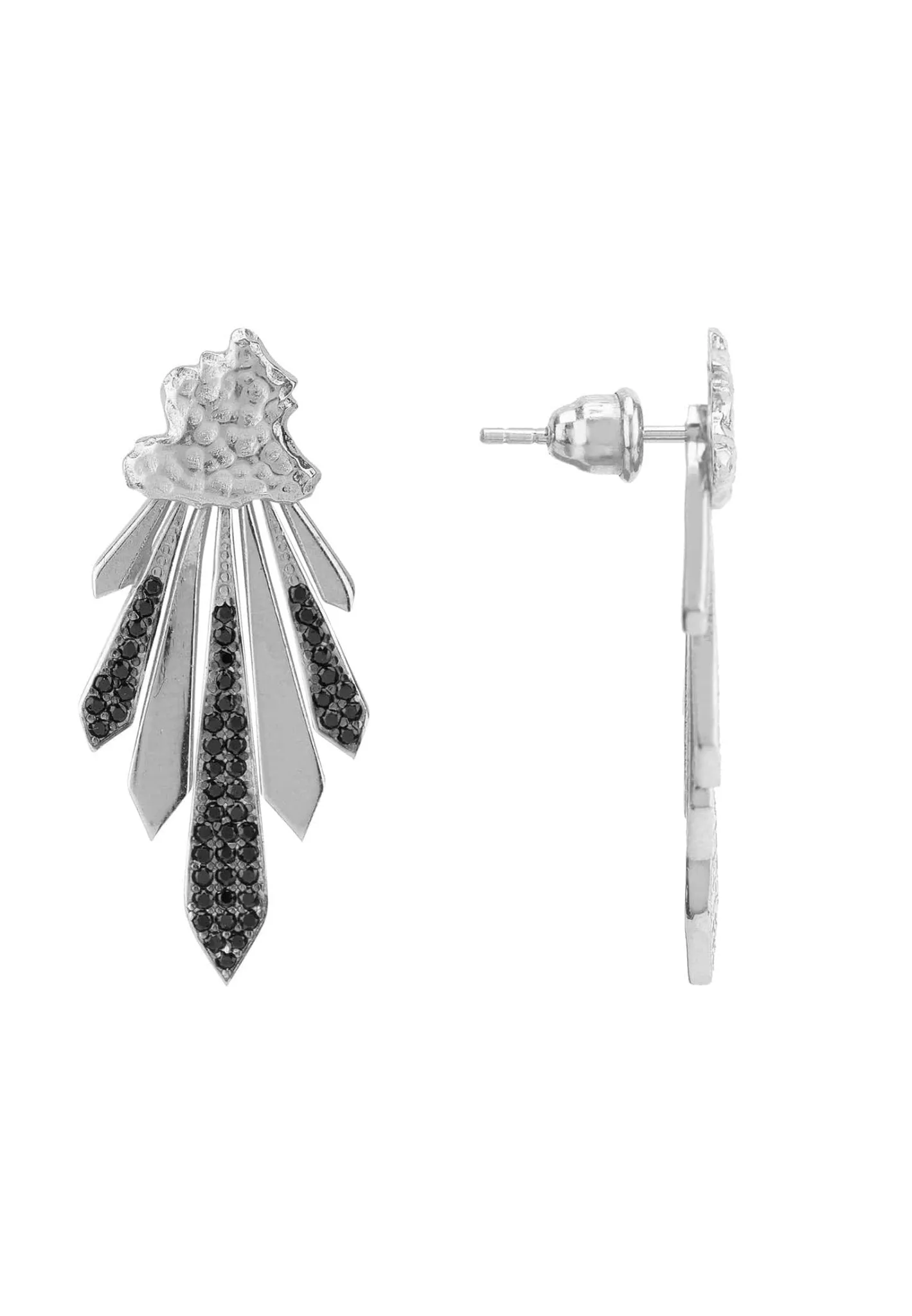 Deco Fan Ear Jacket Black Silver