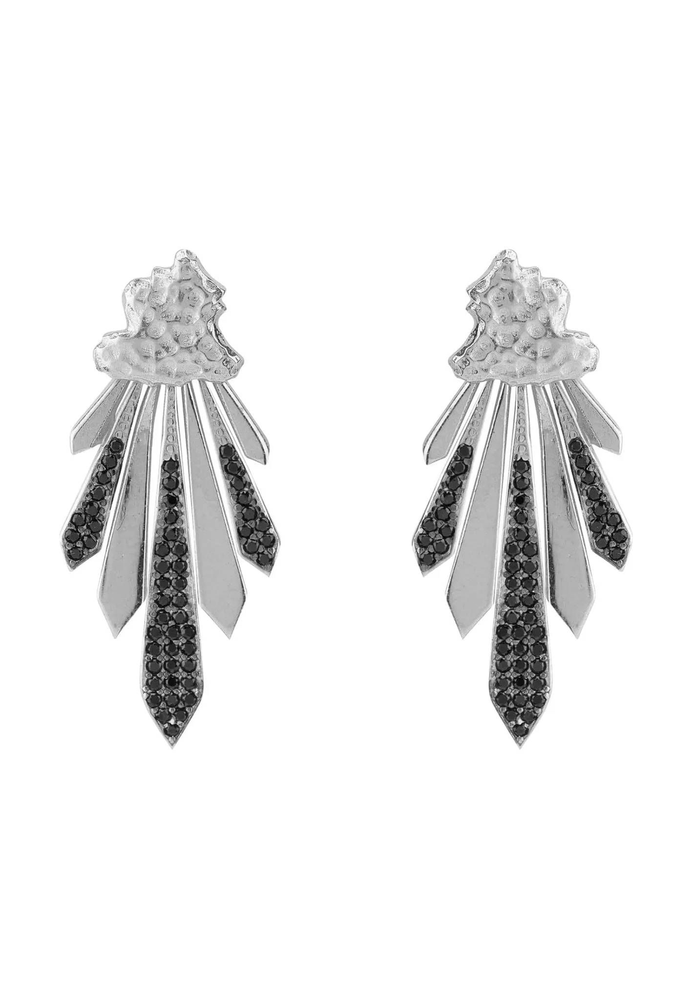 Deco Fan Ear Jacket Black Silver