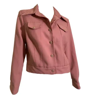 Deep Mauve Pink Polyester Short Jacket circa 1970s