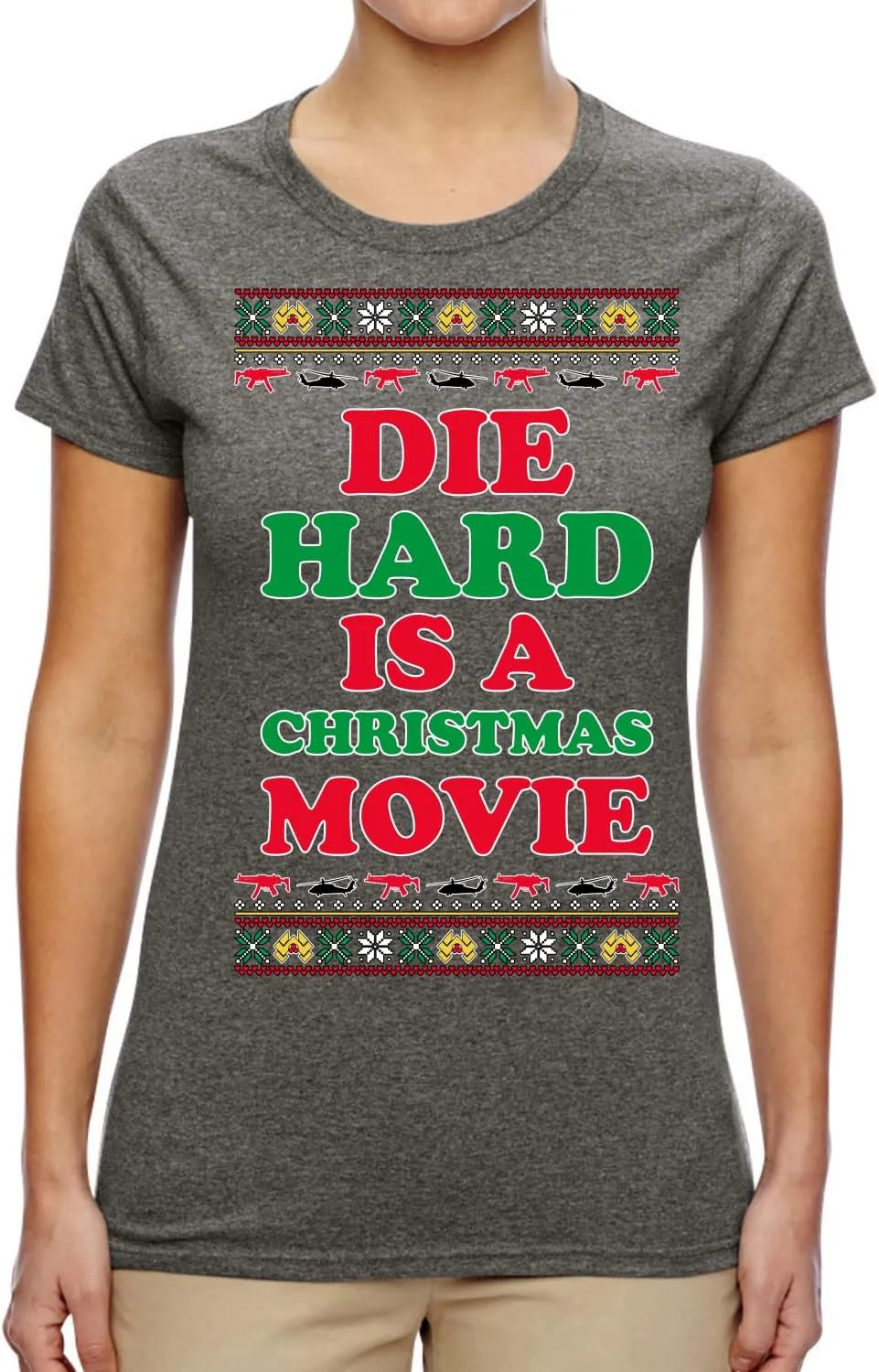 Die Hard is a Christmas Movie Classic McClane Nakatomi Ugly Christmas Womens Graphic T-Shirt