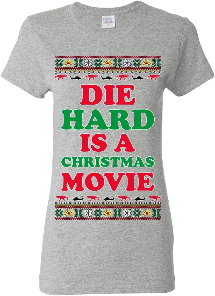 Die Hard is a Christmas Movie Classic McClane Nakatomi Ugly Christmas Womens Graphic T-Shirt