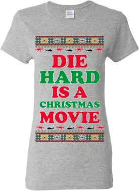 Die Hard is a Christmas Movie Classic McClane Nakatomi Ugly Christmas Womens Graphic T-Shirt