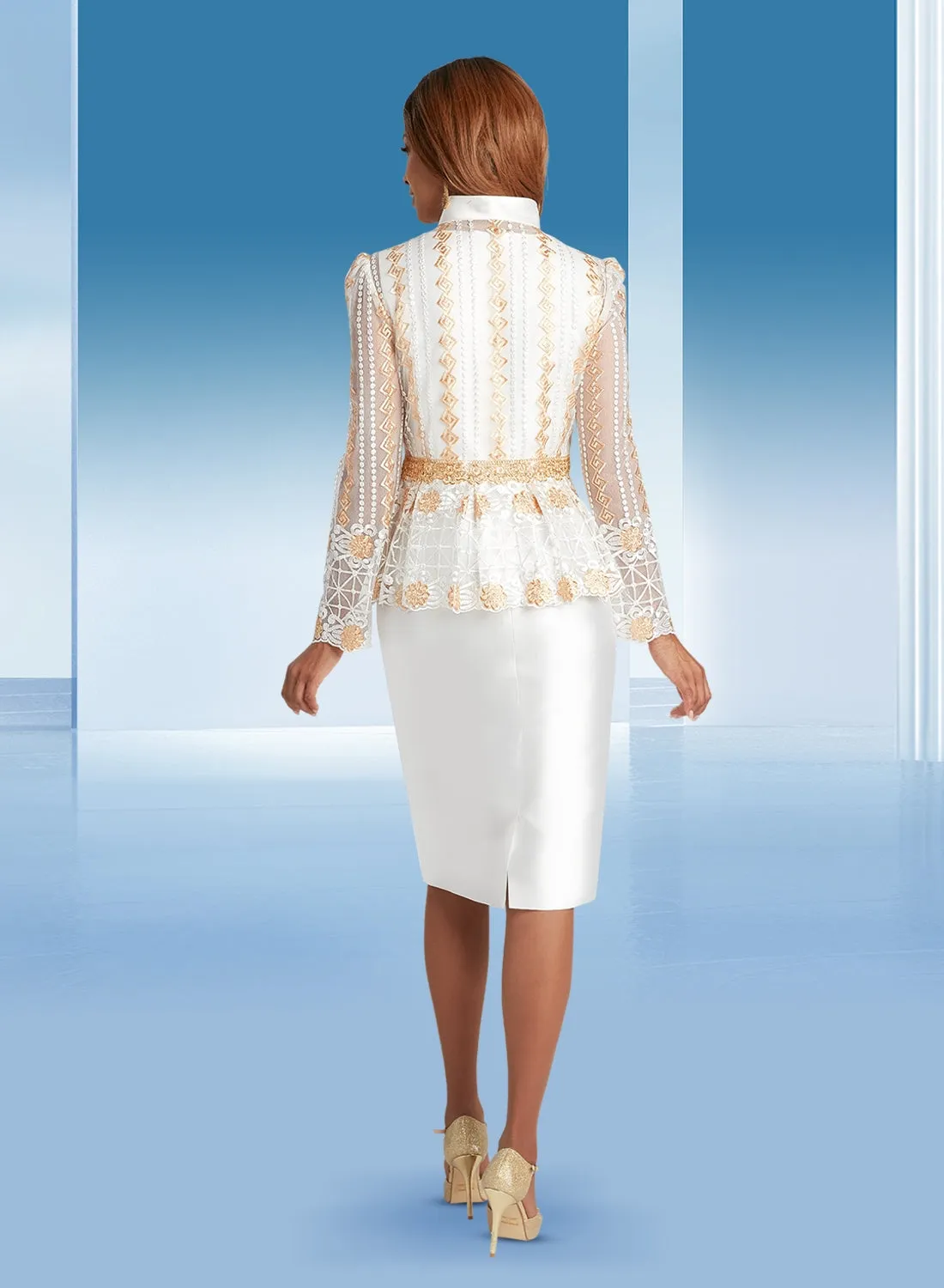 Donna Vinci 12101 Gold Trim Dress w/ Jacket