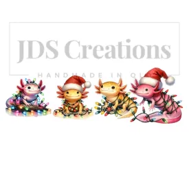 Festive Axolotl DTF Transfers for Christmas - Vibrant, High-Quality Designs for Holiday Apparel
