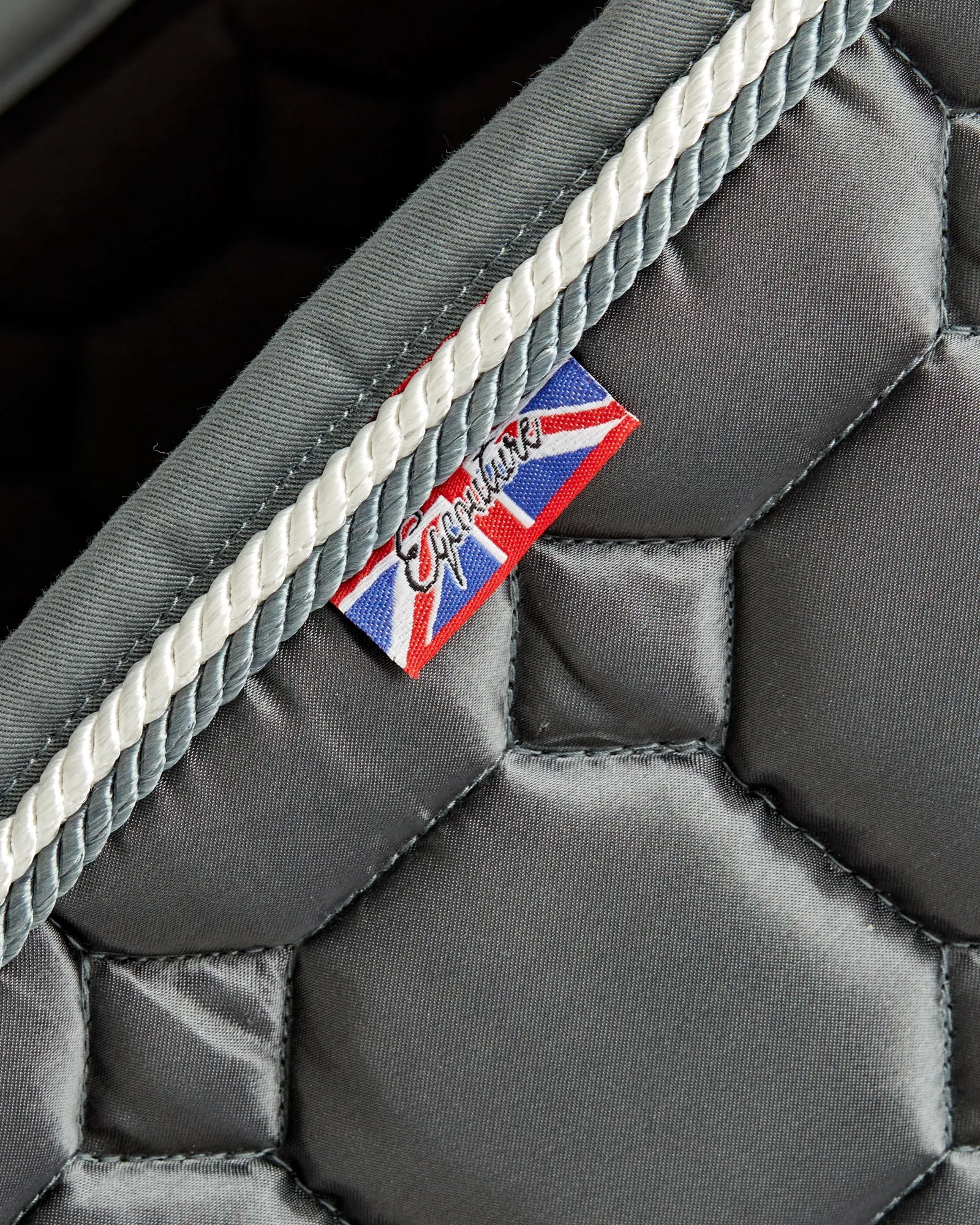 Eqcouture 'Symmetry' Luxury Satin Dressage Saddle Pad - SKYLIGHT (GREY)