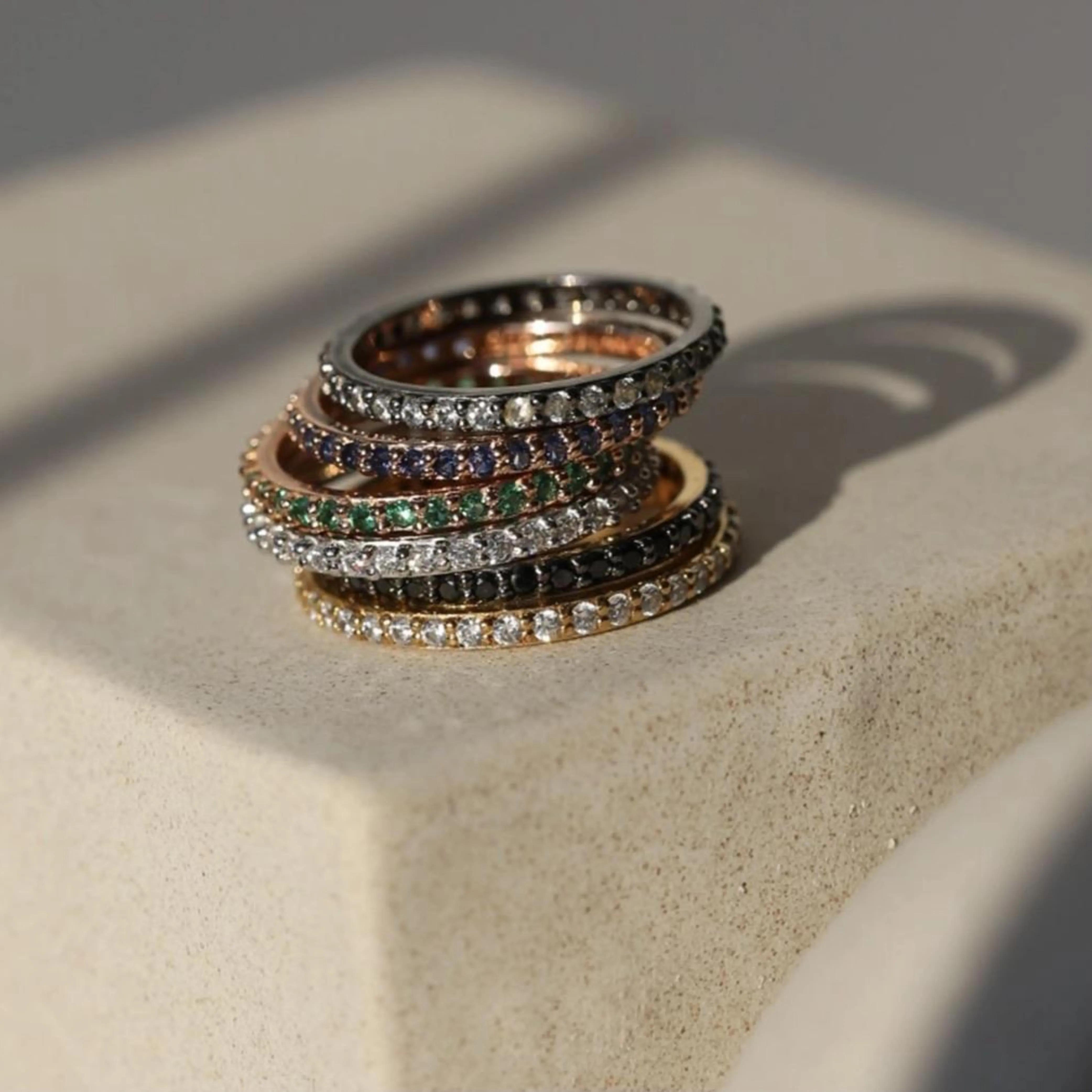 Eternity Ring Black Rhodium with White Pave