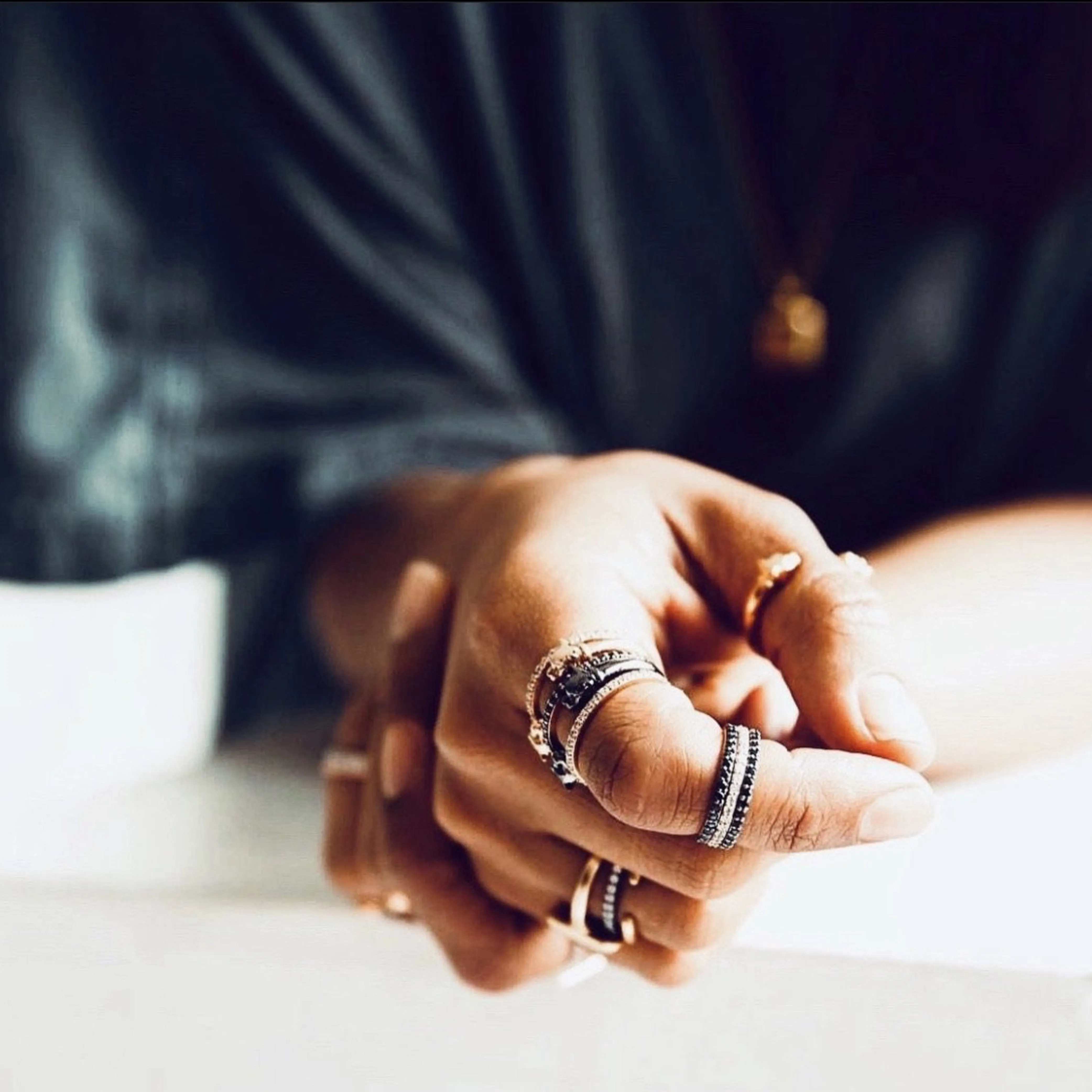 Eternity Ring Black Rhodium with White Pave