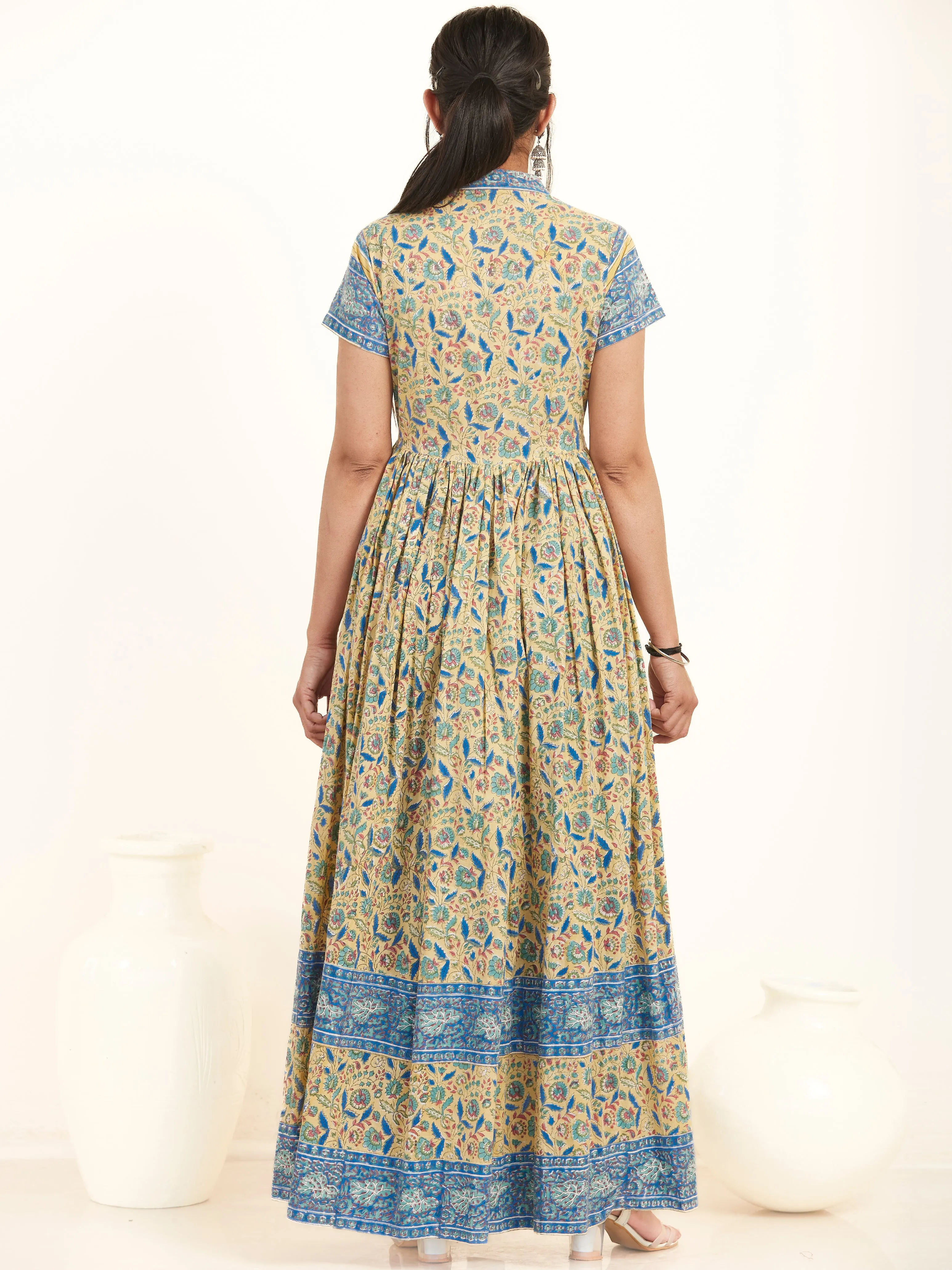 Fiza Saira Long Jacket Dress With Gathers