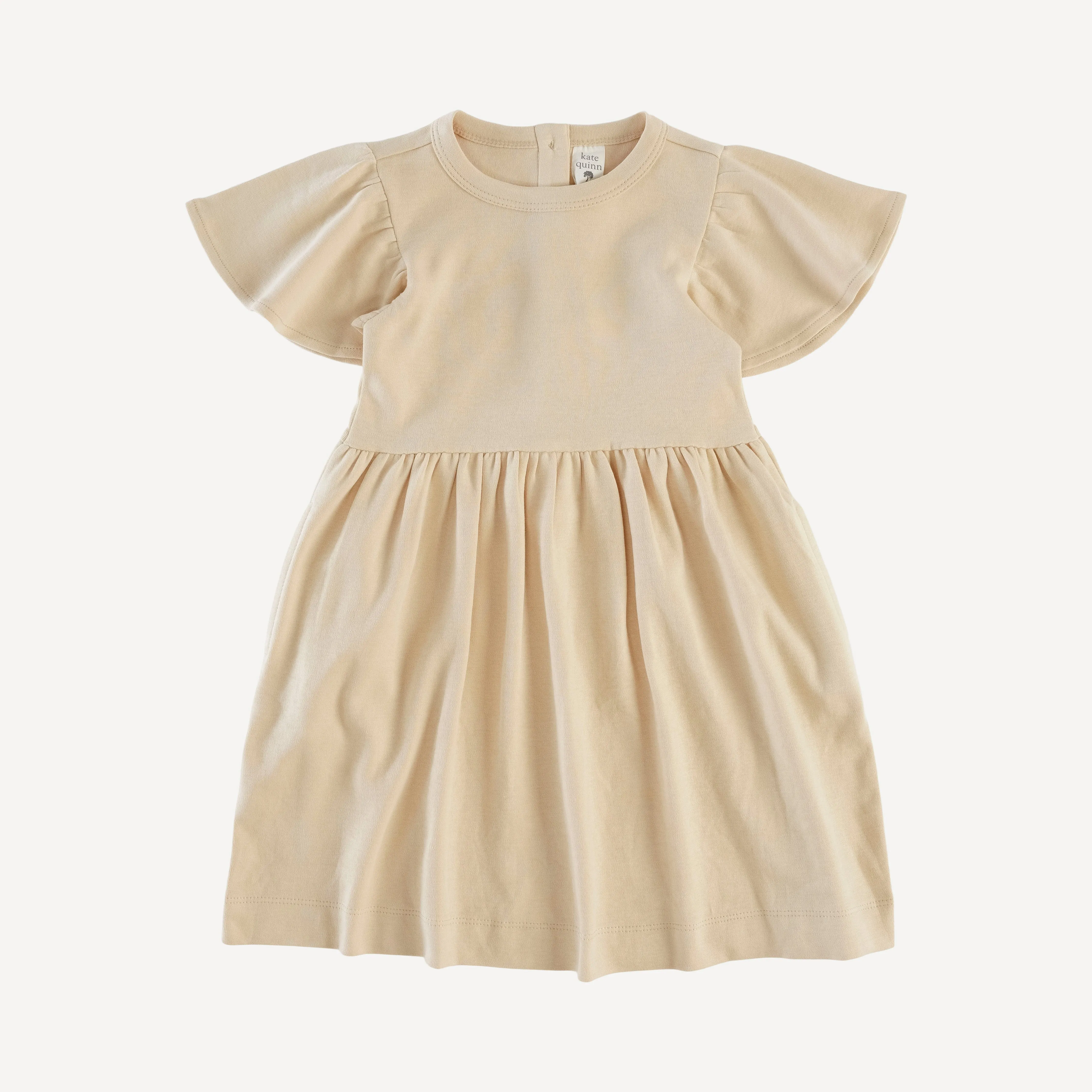 Marzipan Organic Cotton Interlock Flutter Sleeve Dress