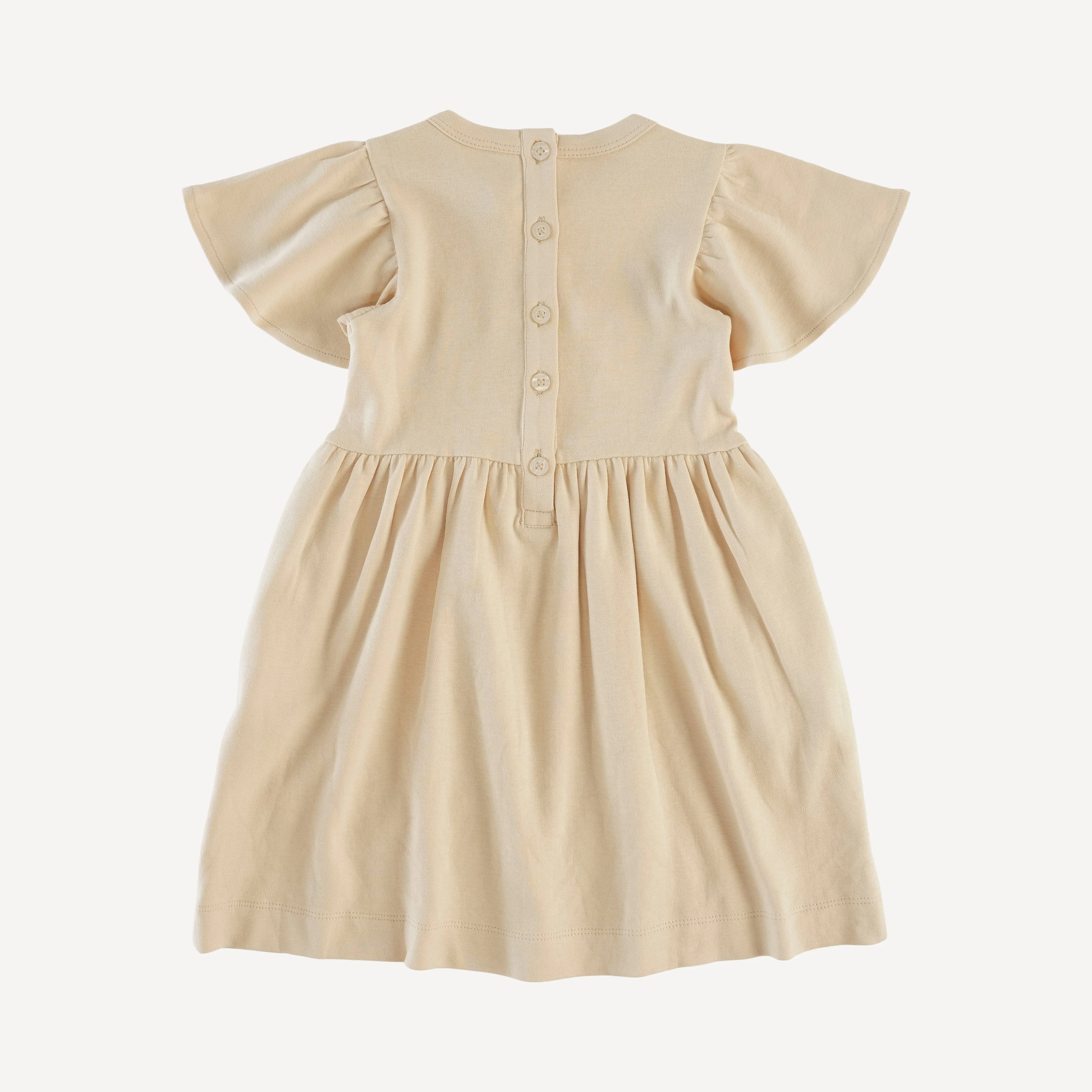 Marzipan Organic Cotton Interlock Flutter Sleeve Dress
