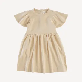 Marzipan Organic Cotton Interlock Flutter Sleeve Dress