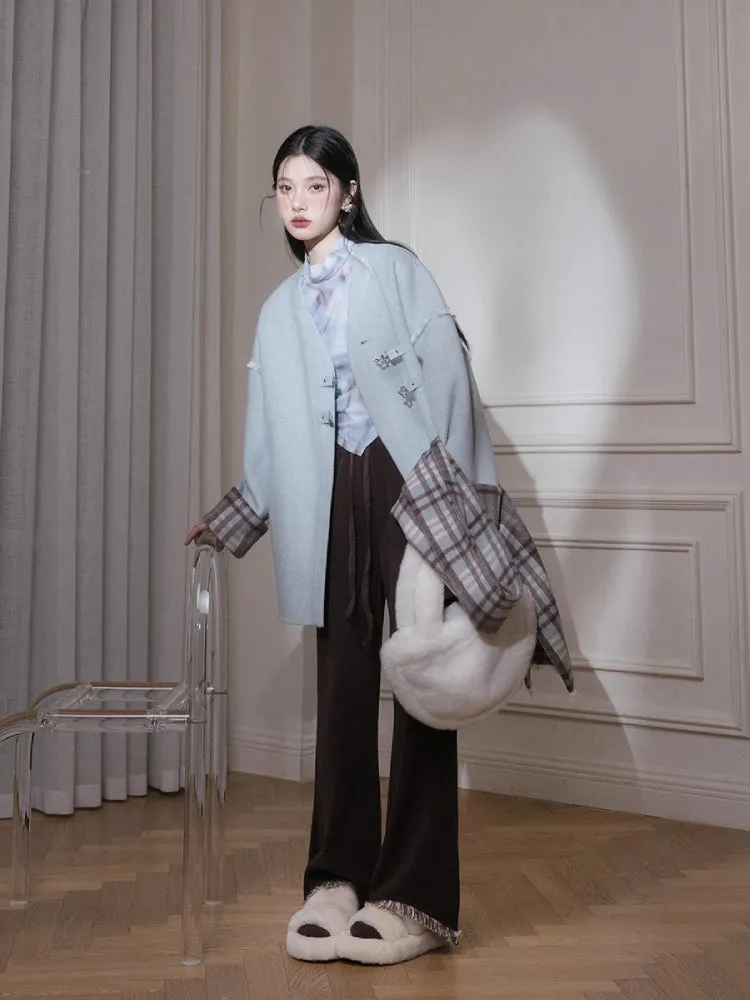 Fur edge plaid jacket   skirt【s0000005806】