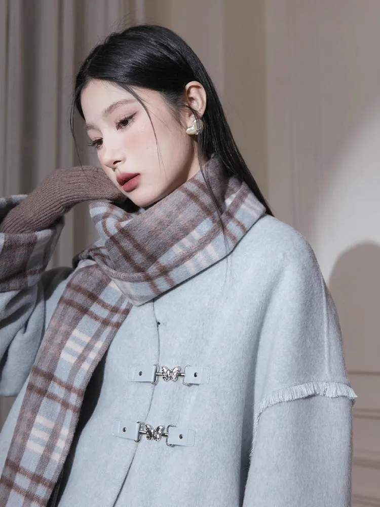 Fur edge plaid jacket   skirt【s0000005806】