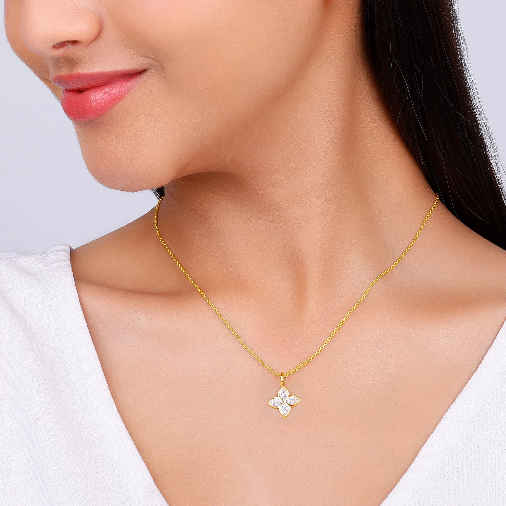 Gold Floret Diamond Pendant