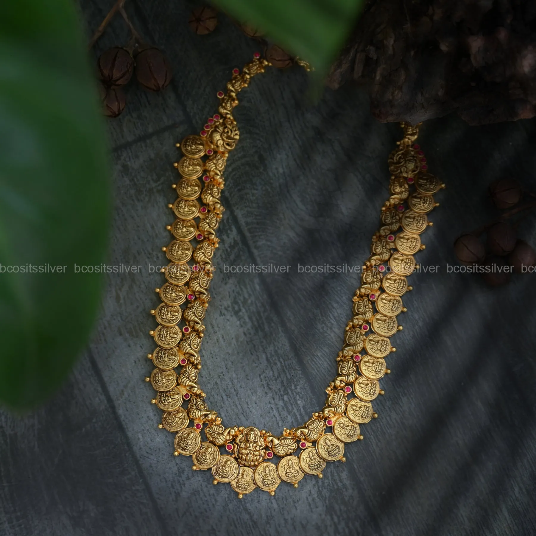 Gold Plated Ma Lakshmi Devi Bridal Coin Haram - 6216