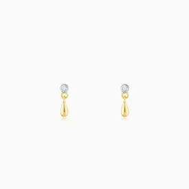 Gold Teardrop Diamond Earrings