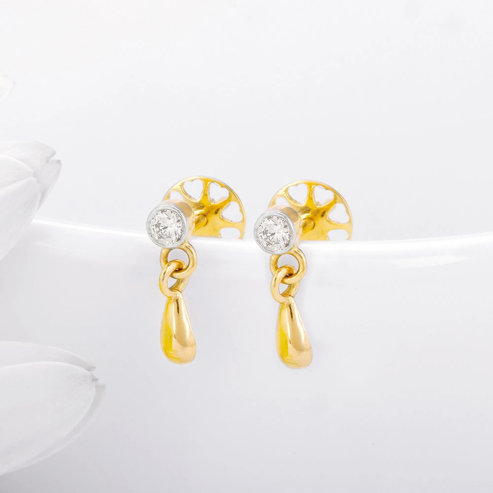 Gold Teardrop Diamond Earrings