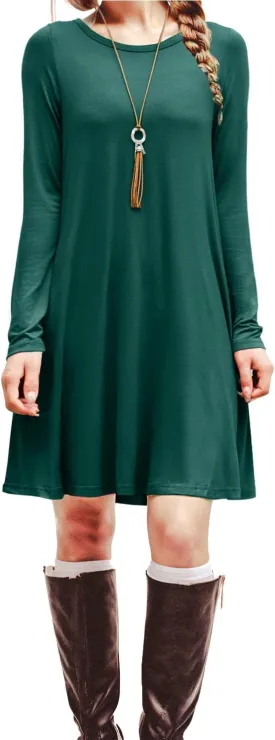 HiMONE Long Sleeve Dresses for Women Black Dress Casual Short T-Shirt Dresses