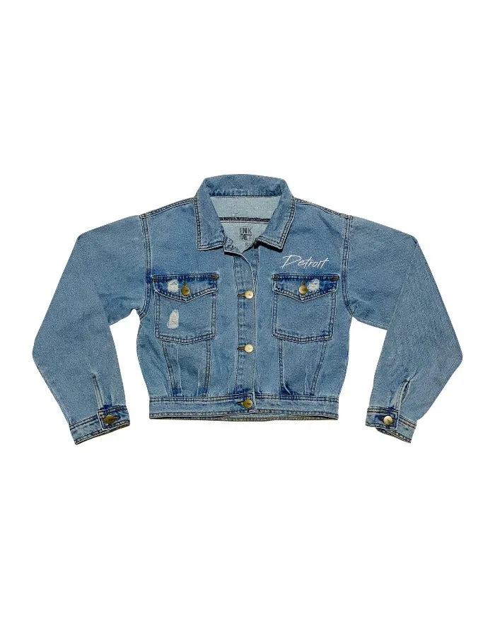 Ink Detroit Dirty Script Ladies Jean Jacket