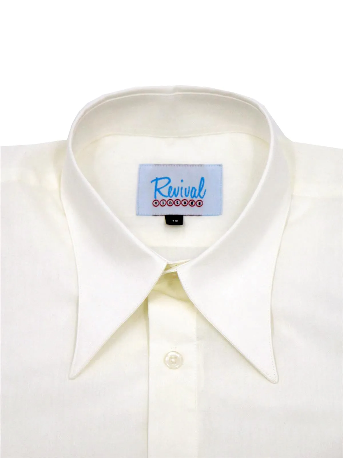 Ivory Forties Style Spearpoint Collar Shirt with French Cuff