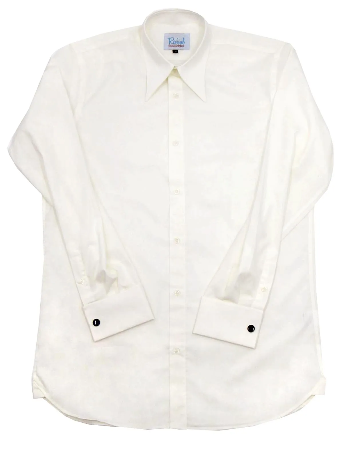 Ivory Forties Style Spearpoint Collar Shirt with French Cuff