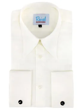 Ivory Forties Style Spearpoint Collar Shirt with French Cuff