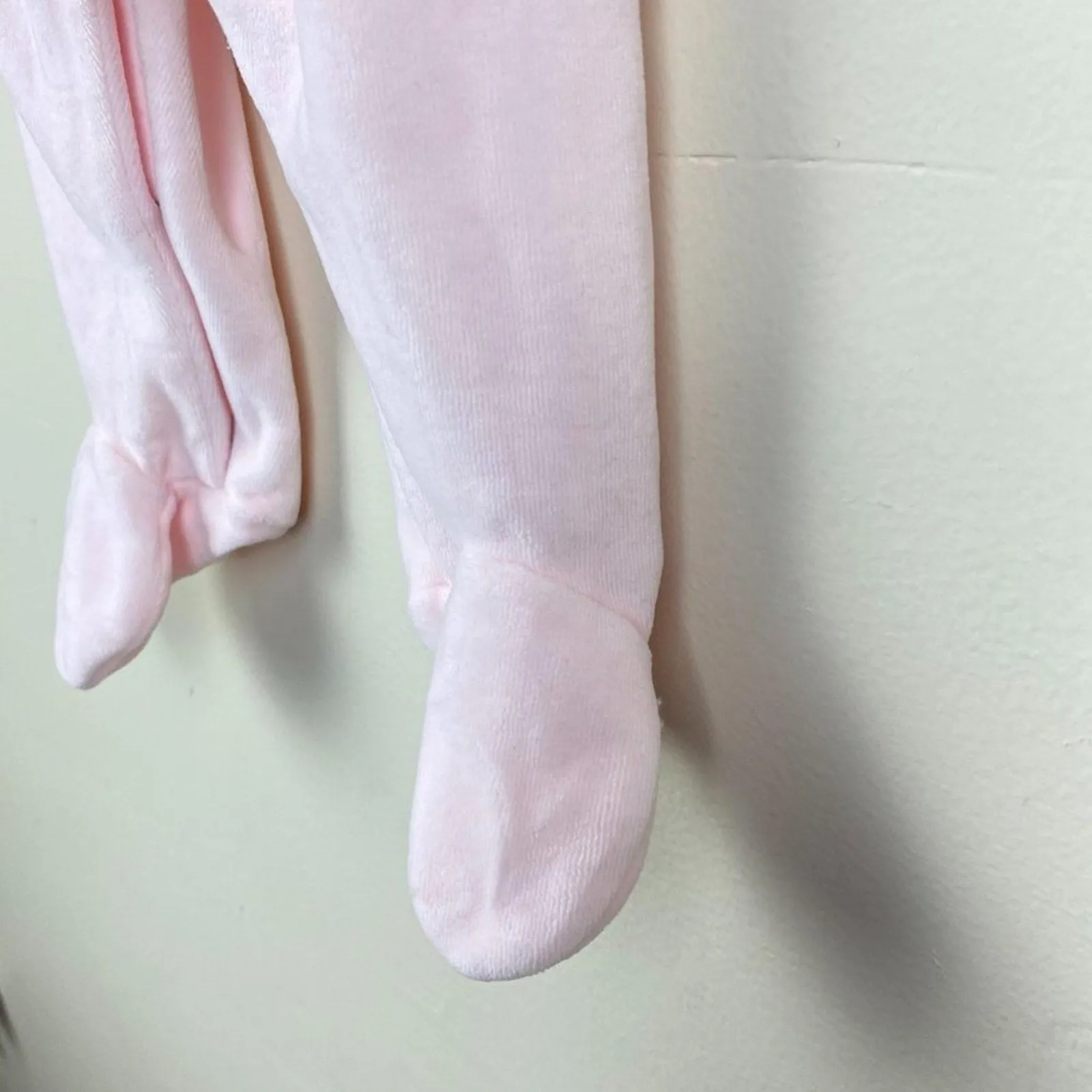 Jacadi Paris Pink Velour Bow Footie 3 Months