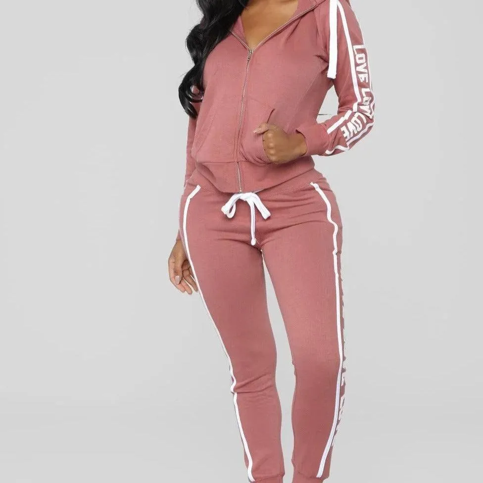 KittenAlarm - Alexandra Printed Hooded Jacket & Joggings Pants Set