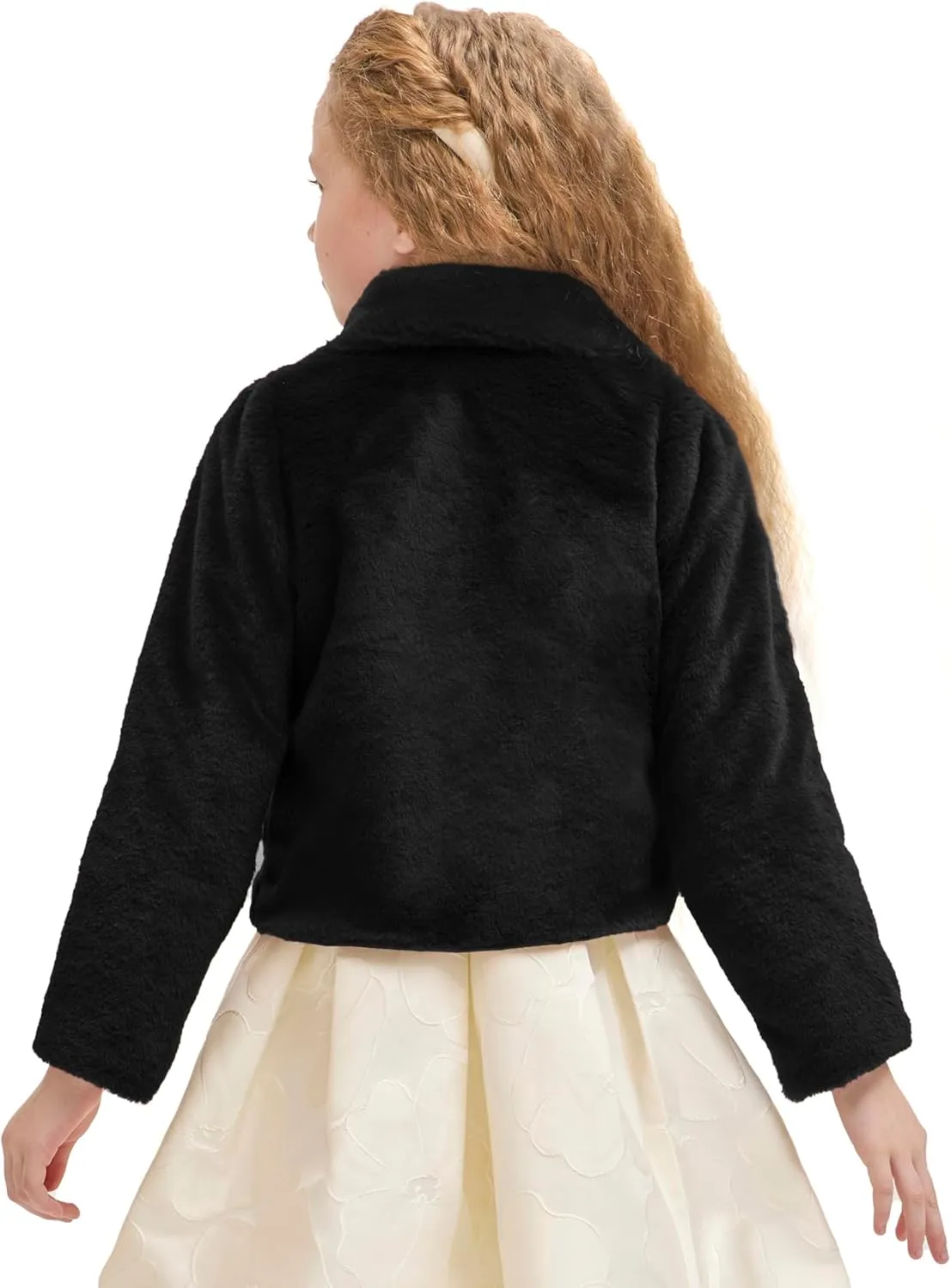 Lilax Girls Faux Fur Bolero Shrug Button Closure Cozy Jacket