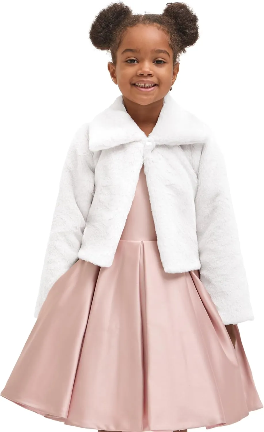 Lilax Girls Faux Fur Bolero Shrug Button Closure Cozy Jacket