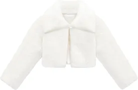 Lilax Girls Faux Fur Bolero Shrug Button Closure Cozy Jacket